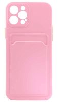 Силиконовый чехол для Apple iPhone 12 Pro с кардхолдером розовый