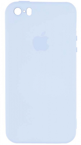 Силиконовый чехол Soft Touch для Apple iPhone 5/5S/SE с лого голубой